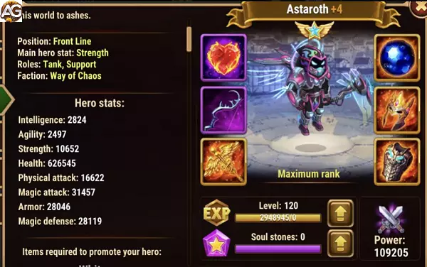 Astaroth com skin cibernética, Hero Wars.