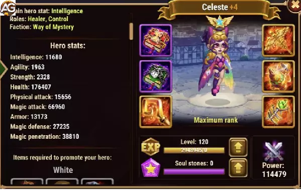 Celeste com Super Skin em Hero Wars Mobile