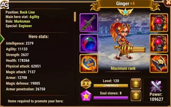 Ginger com Visual Solar, Hero Wars.