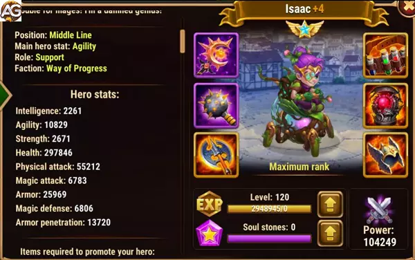 Isasc com skin da primavera, Hero Wars Mobile