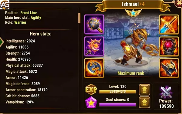 Ishmael com skin solar, Hero Wars Mobile