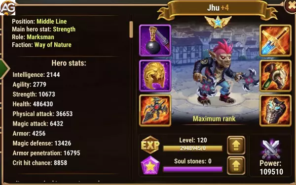 Jhu com skin mascarada, Hero Wars Mobile.