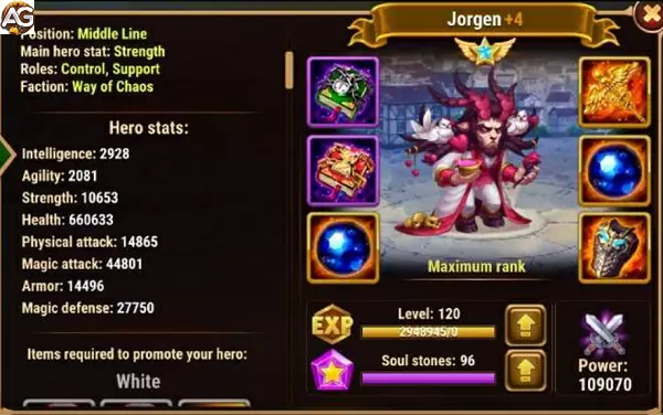 Jorgen com visual romântico, Hero Wars Mobile.