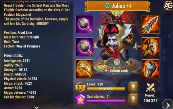 Julius com Super Skin em Hero Wars Mobile