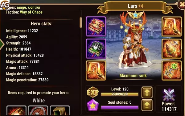 Lars com skin solar, Hero Wars Mobile.