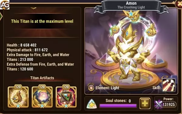 Titan Amon with Default skin, Hero Wars Alliance.