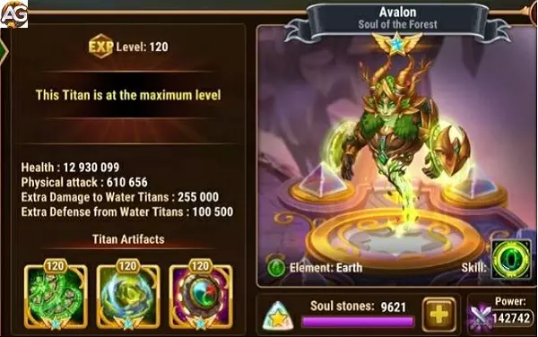 Titã Avalon com Visual Primordial, Hero Wars.