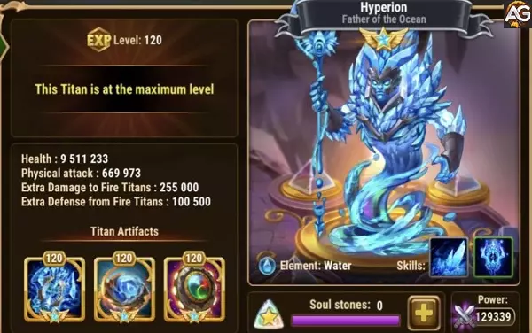 Titã Hiperião com Visual Padrão, Hero Wars Alliance.