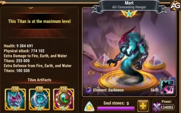 Titã Mort com Visual Padrão, Hero Wars Alliance.