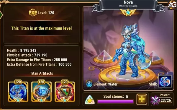 Titã Nova com Visual Padrão, Hero Wars Alliance.