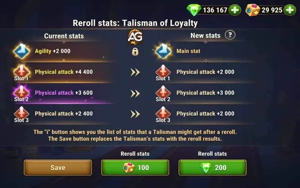 Reroll de Talismã em Hero Wars Alliance