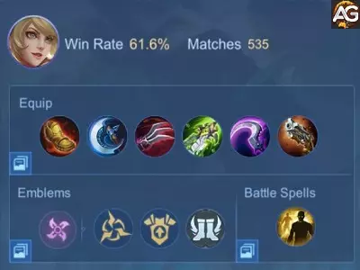 Layla com emblema de assassino e Inspirar e Flash MLBB MOBA